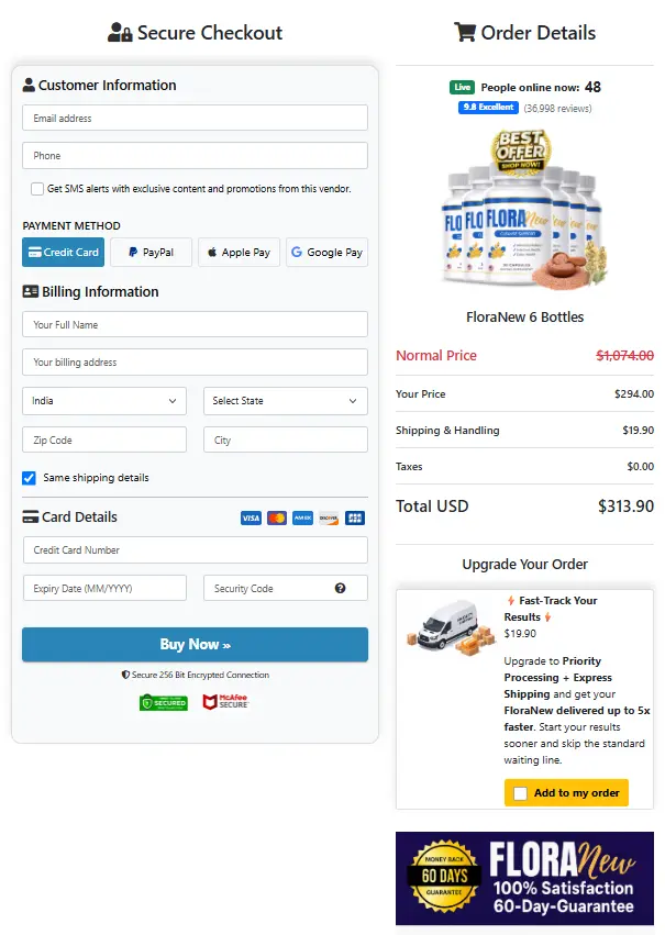 FloraNew - Secure Checkout Page